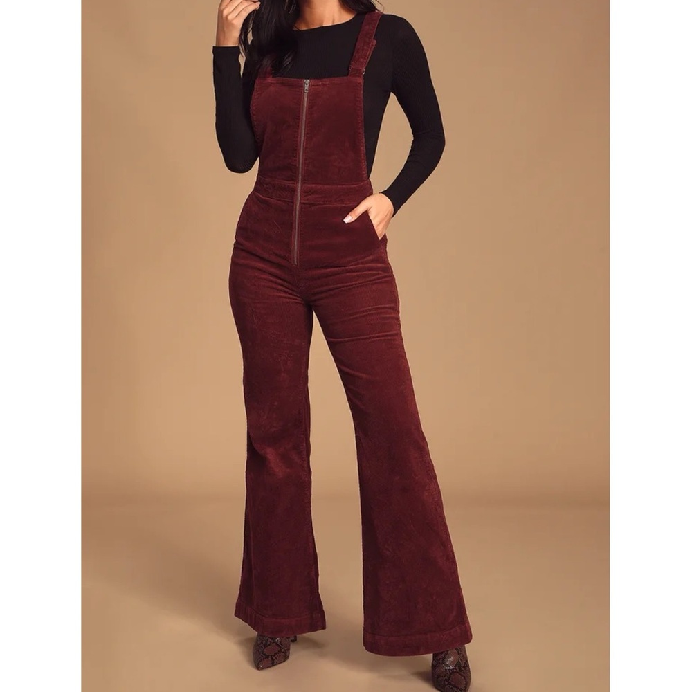 Rolla’s Eastcoast Flare Overall Bordeaux Cord Maroon Corduroy Sz 25 Short Length